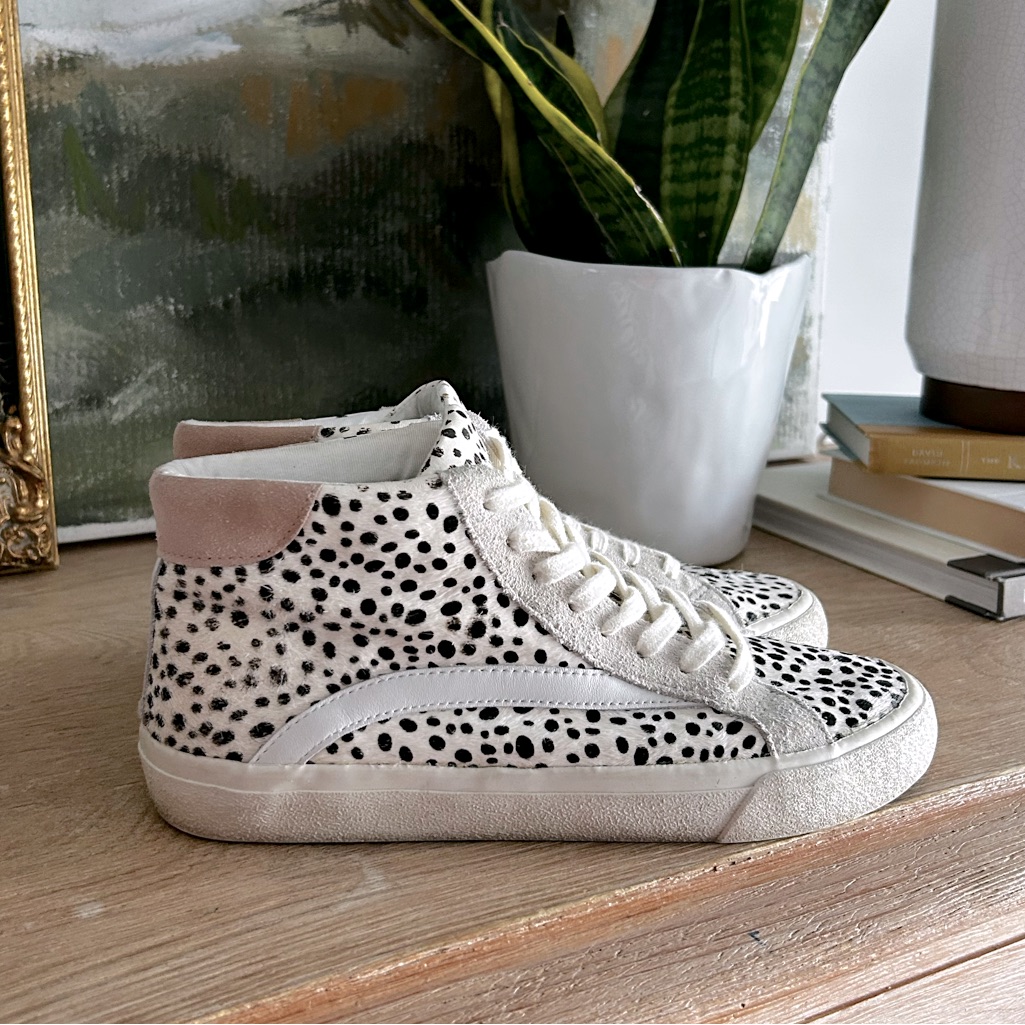 Madewell White Black Dalmatian Print High-Top Sneakers